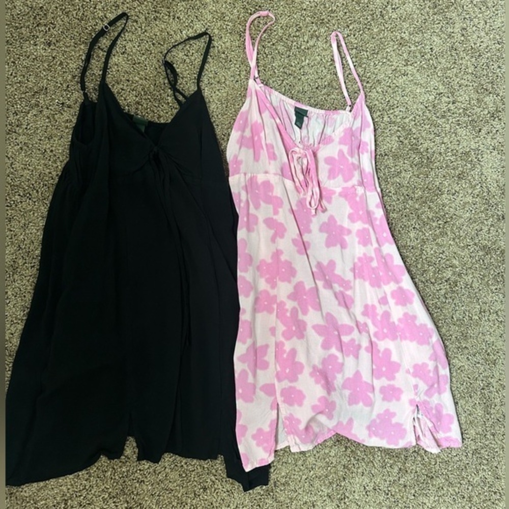 Wild Fable Pink Floral & Black Slip Mini Dress Duo